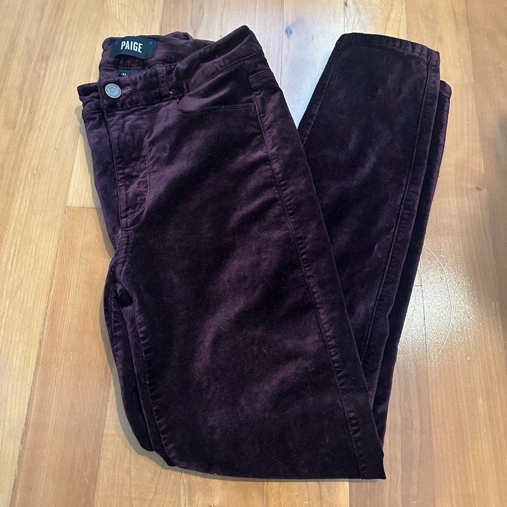 PAIGE Hoxton Ankle Burgundy Velvet Jeans